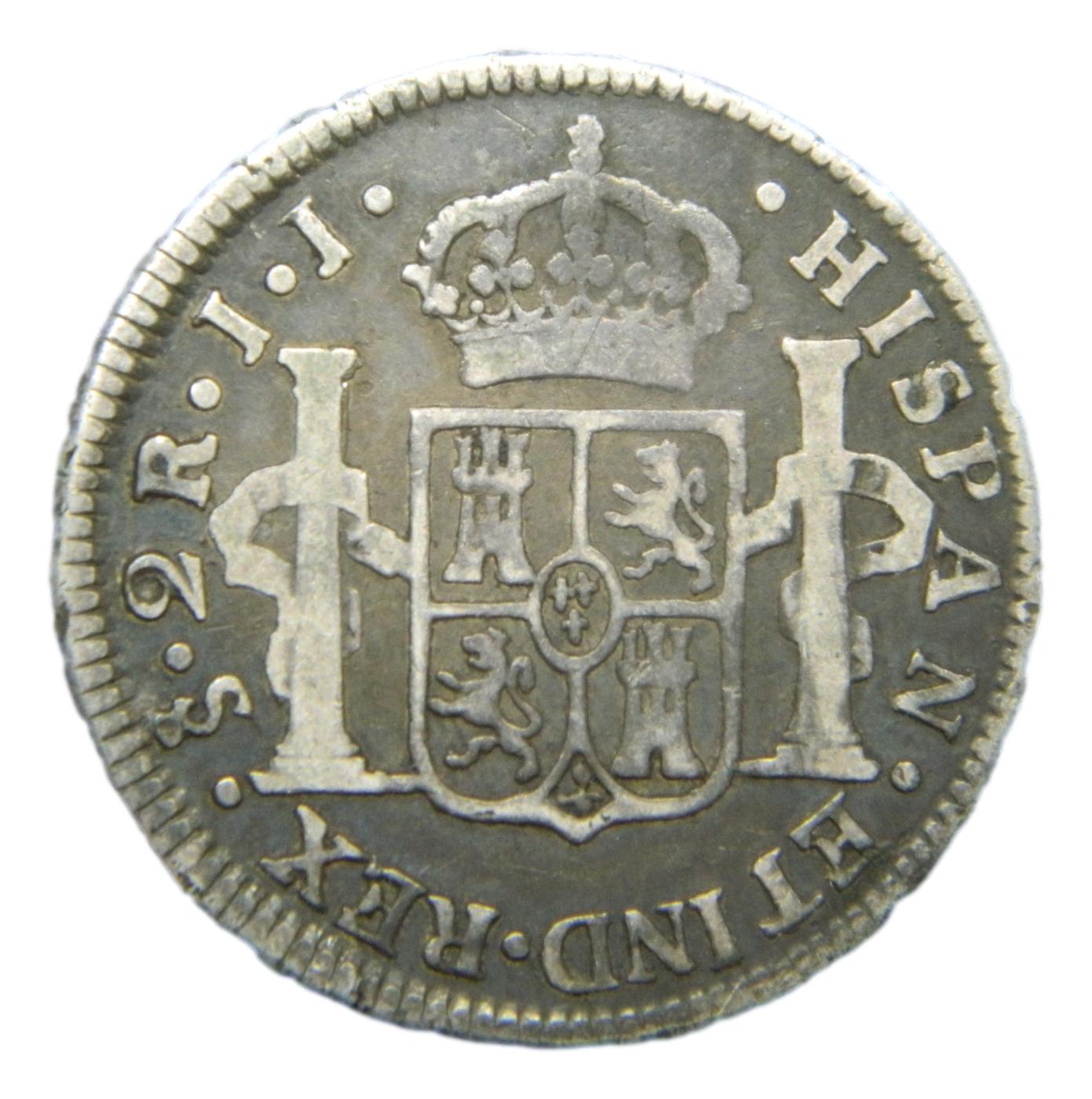 1802 JJ - CARLOS IV - 2 REALES - SANTIAGO - S8