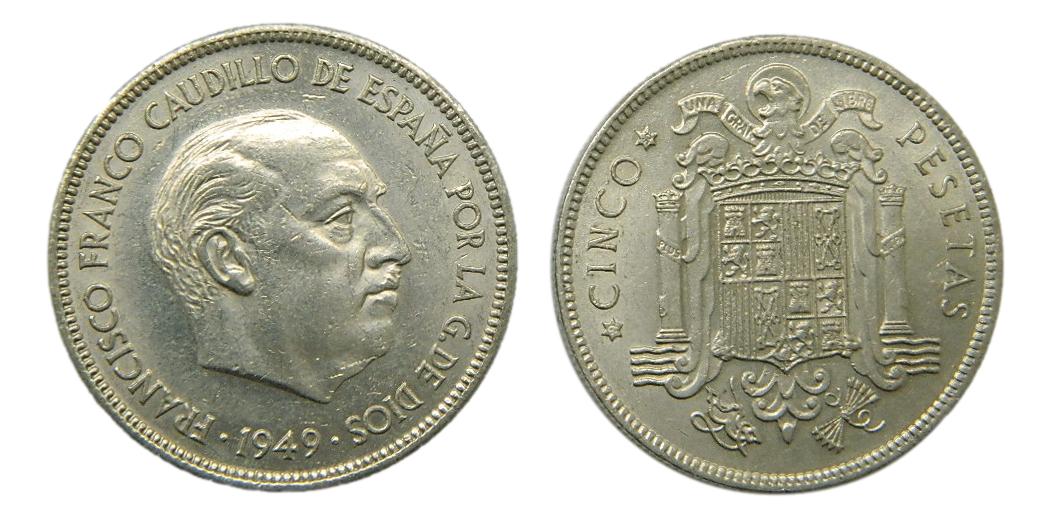 1949 *50 - FRANCO - 5 PESETAS - MBC