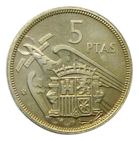 1957 *72 - FRANCO - 5 PESETAS - PROOF