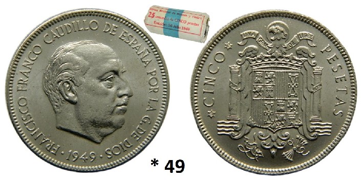 1949 *49 - FRANCO - 5 PESETAS - SC