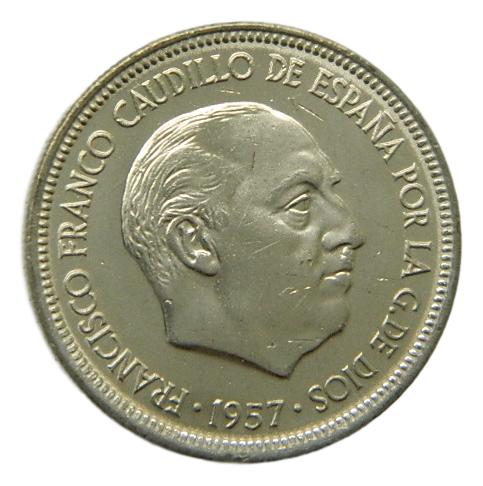 1957 *72 - FRANCO - 5 PESETAS - SC