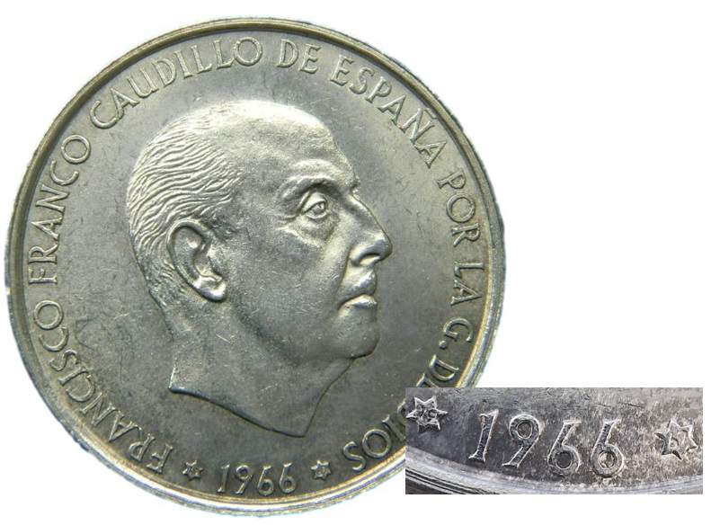 1966 *69 - ESPAÑA - 100 PESETAS - PALO RECTO