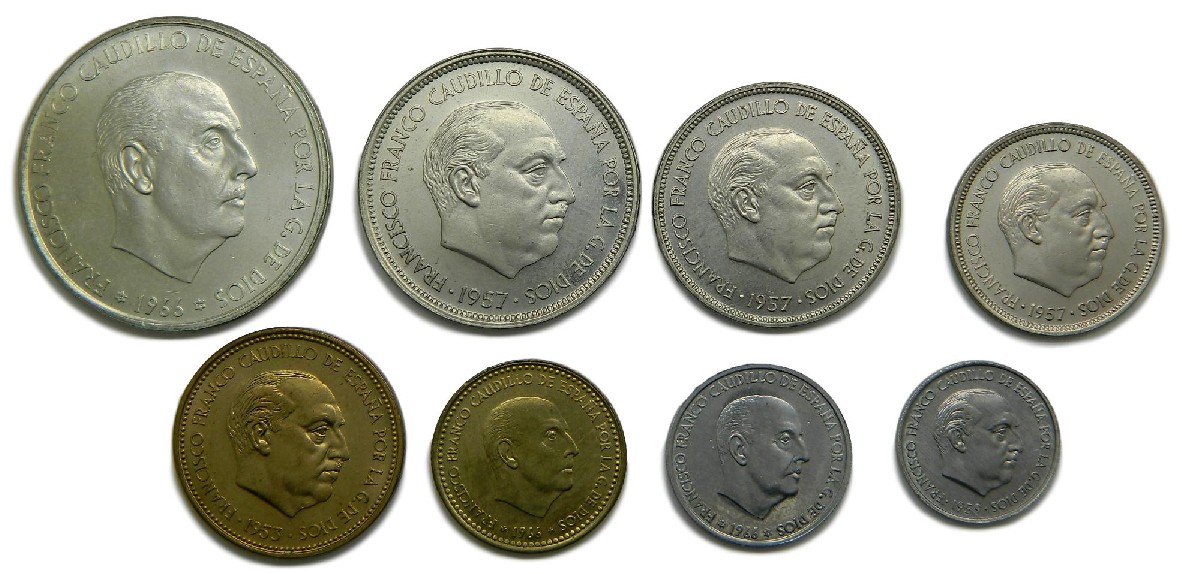 1957 *70 - ESPAÑA - MONEDAS  OFICIALES  FNMT 8 VALORES - FRANCO 