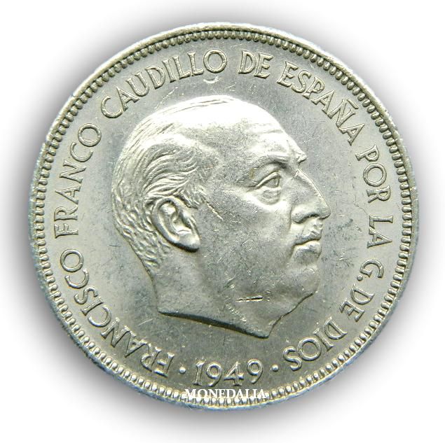 1949 *49 - FRANCO - 5 PESETAS - MBC