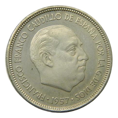 1957 *75 - FRANCO - 5 PESETAS - PROOF