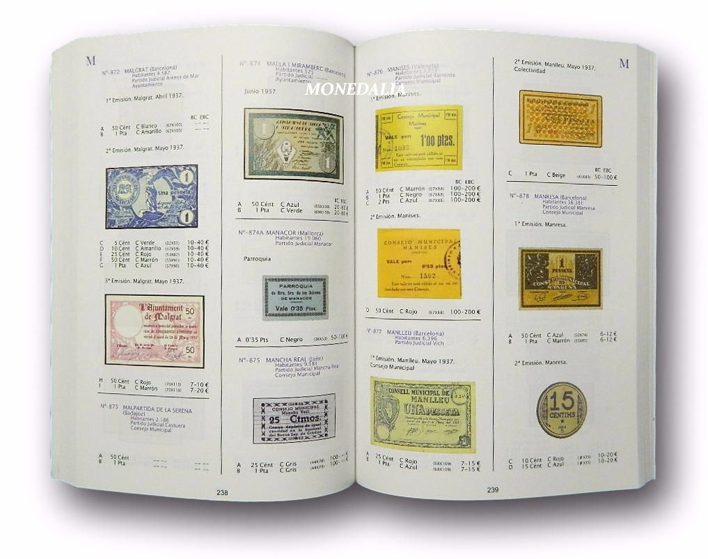 CATALOGO - BILLETES MUNICIPALES - 1936 - 1939