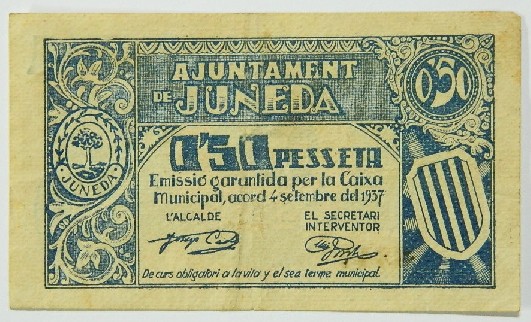 JUNEDA - 50 CENTIMOS - 1937 - BILLETE