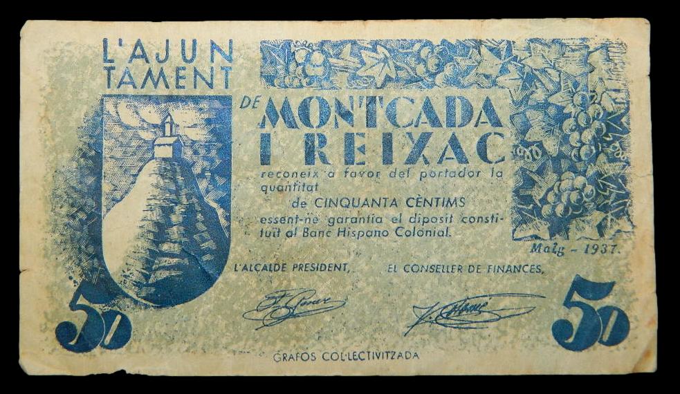 MONTCADA I REIXAC - 50 CENTIMS - 1937 - BILLETE