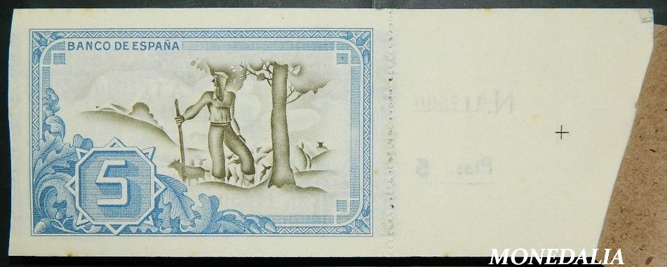 BILBAO - 5 PESETAS - 1937 - BILLETE CON MATRIZ