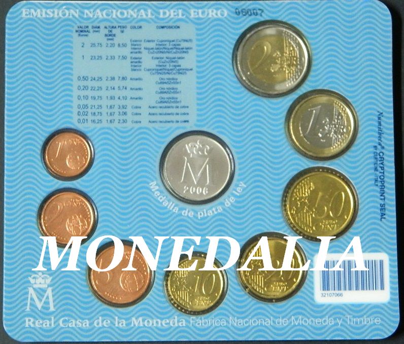 2006 - BLISTER EUROS ESPAÑA - MEDALLLA COMUNIDADES EUROPEAS PLATA
