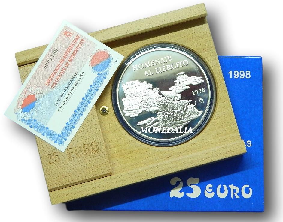 1998 - ESPAÑA - 25 EURO - EMBLEMAS - HOMENAJE AL EJERCITO - CINCUENTIN