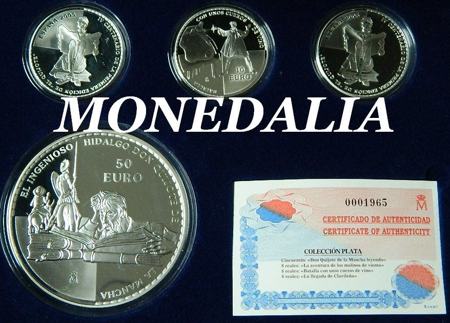 2005 - ESPAÑA - COLECCION 50 Y 10 EUROS - MONEDAS PLATA - EL QUIJOTE - CINCUENTIN