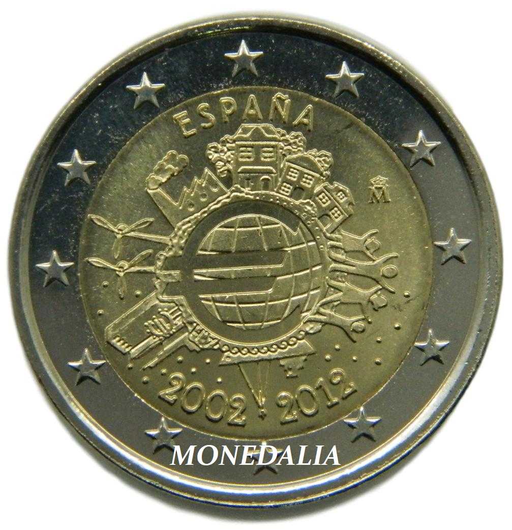 2012 - ESPAÑA - 2 EUROS - X ANIV DEL EURO 