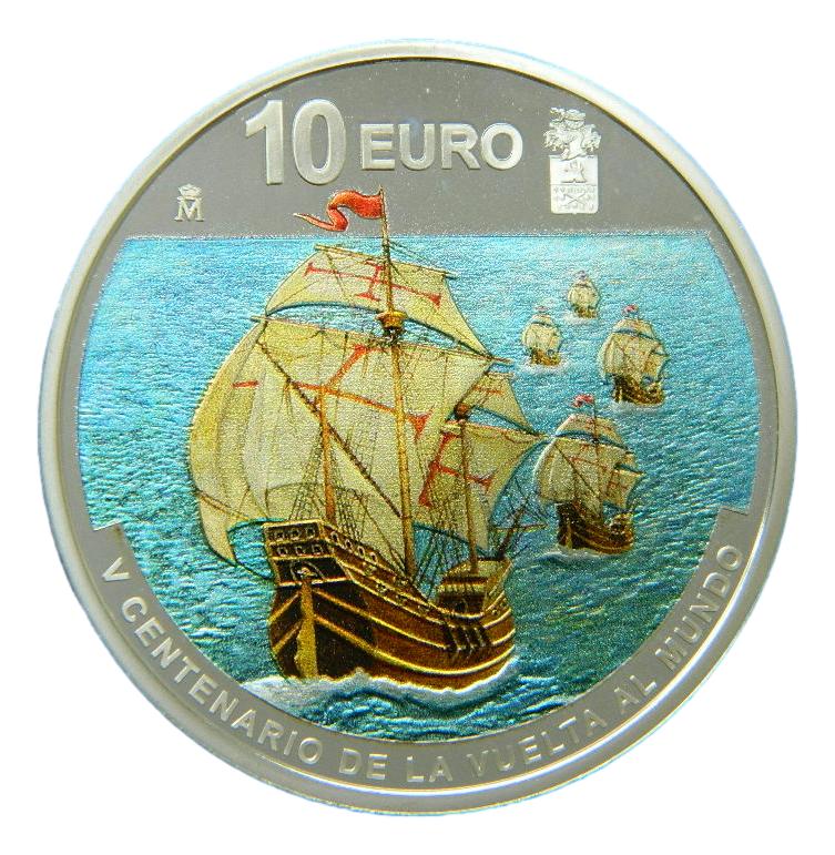 2019 - ESPAÑA - 10 EUROS - V CENTENARIO - VUELTA  AL MUNDO - BARCO