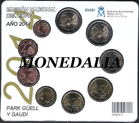 2014 - ESPAÑA - SET EUROS - PARK GUELL Y GAUDI