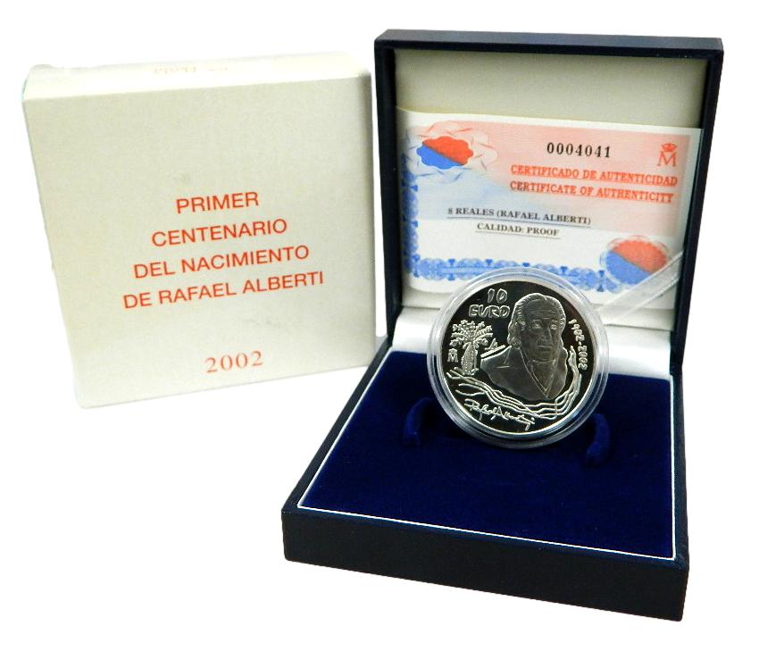 2002 - ESPAÑA - 10 EURO - RAFAEL ALBERTI - 10 EUROS PLATA 