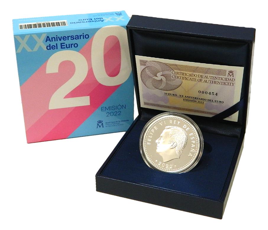 2022 - ESPAÑA - 10 EURO - XX ANIVERSARIO DEL EURO