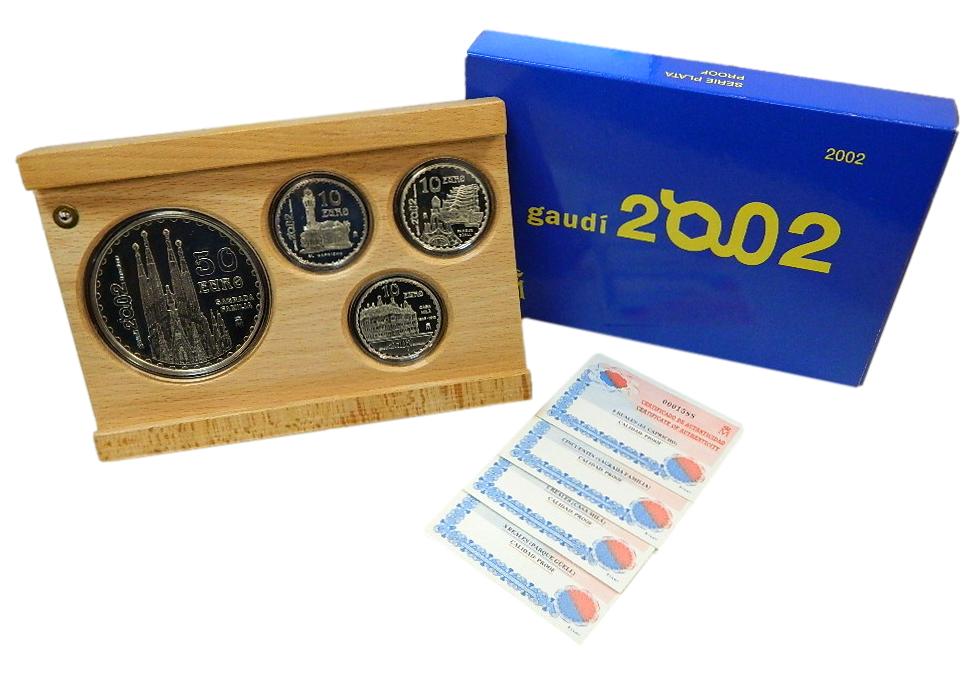 2002 - ESPAÑA - SERIE PLATA - 10 Y 50 EURO - GAUDI