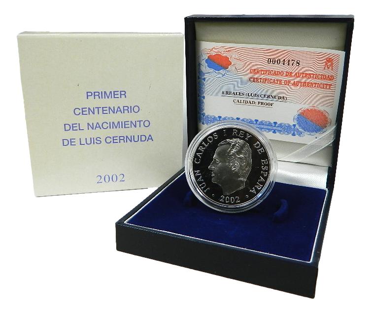 2002 - ESPAÑA - 10 EURO - LUIS CERNUDA - PLATA PROOF - 10 EUROS