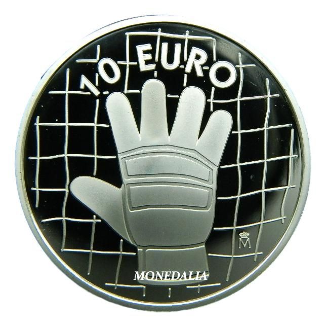 2002 - ESPAÑA - 10 EURO - MUNDIAL DE FUTBOL - GUANTE - PLATA