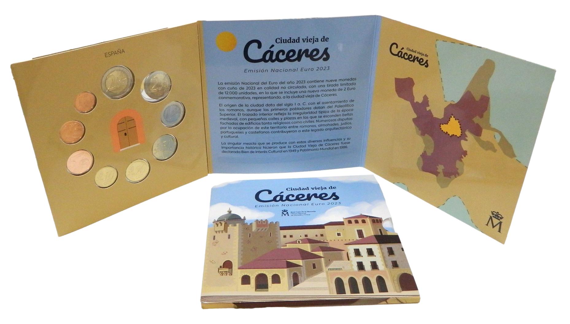 2023 - ESPAÑA - CARTERA EUROS - 9 MONEDAS - CACERES